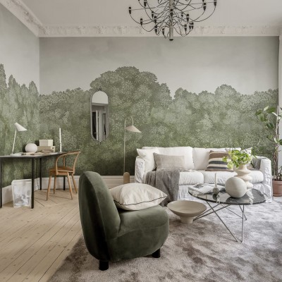 Tapet Belle Buisson, Green Vintage, cu un design minimalist și o nuanță de verde vintage.