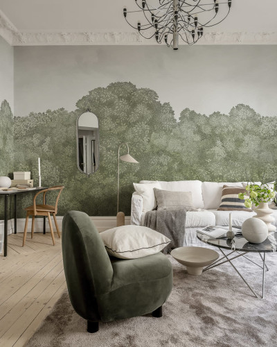 Tapet Belle Buisson, Green Vintage, cu un design minimalist și o nuanță de verde vintage.