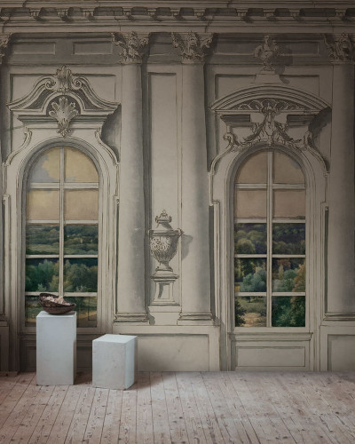 Tapet cu design vintage care imită ferestrele unui ballroom