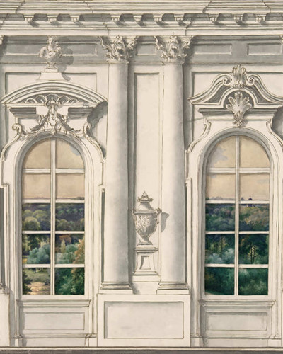 Tapet cu design vintage care imită ferestrele unui ballroom