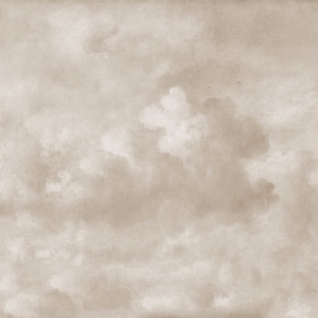 Tapet Vintage Clouds Beige cu design de nori, perfect pentru a crea o atmosferă relaxantă și romantică.