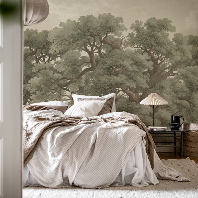 Tapet cu stejari Vintage Oaks, Green