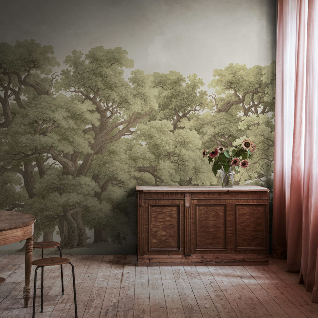 Tapet cu design vintage de pădure - Vintage Oaks