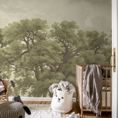 Tapet cu design vintage de pădure - Vintage Oaks