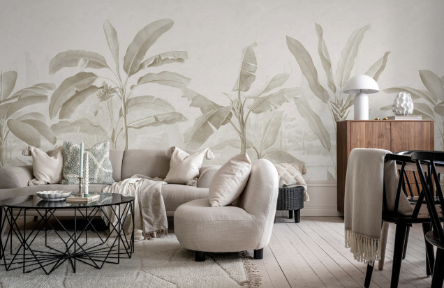 Fototapet Tropical Palms, Beige, Rebel Walls