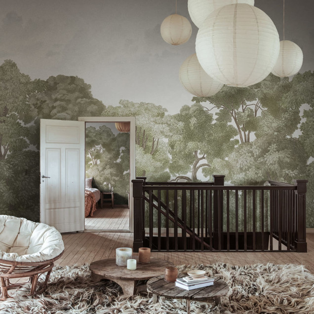 Tapet cu design vintage și verde, inspirat de natură