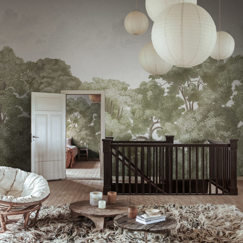 Tapet Bellewood Clouds, Blue Vintage - design vintage cu nuanta de albastru pal pentru un aer romantic si relaxant.