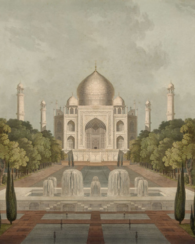 Imagine cu tapetul Palace Garden, Green, care înfățișează o imagine a faimoasei clădiri Taj Mahal, situată în India