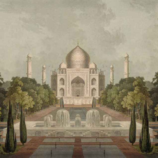 Imagine cu tapetul Palace Garden, Green, care înfățișează o imagine a faimoasei clădiri Taj Mahal, situată în India
