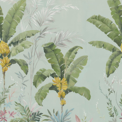 Tapet tropical cu palmieri și banane, Banana Tree Jungle, Light Blue