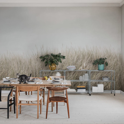 Tapet Scandinavian Reed, Beige cu imagine de stuf