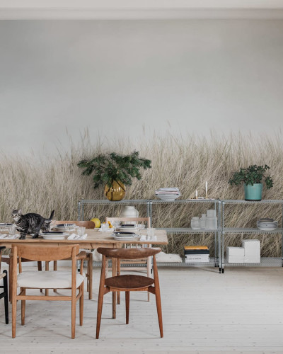 Tapet Scandinavian Reed, Beige cu imagine de stuf
