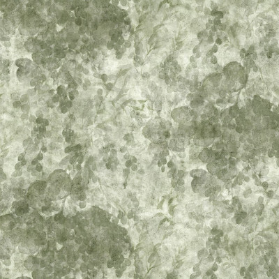 Imagine cu wallpaper-ul Grapevine Silhouette - Verde, cu un design minimalist și siluete delicate ale viței de vie, într-un spațiu modern cu o masă și scaune din lemn.