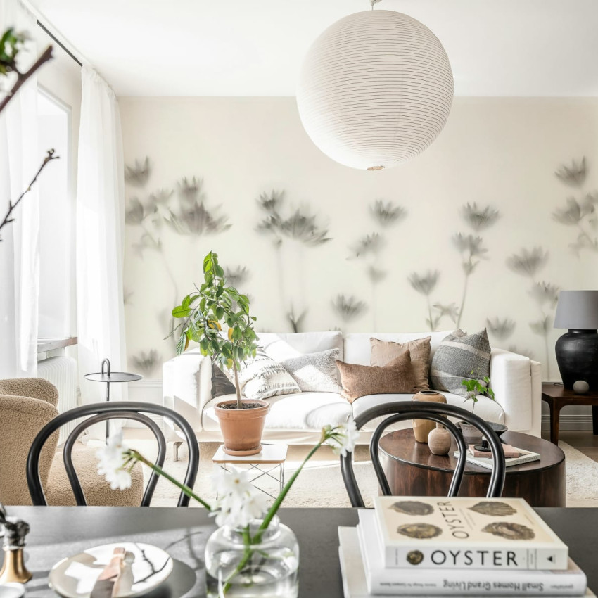 Tapet floral cu flori de Astrantia in nuante de roz