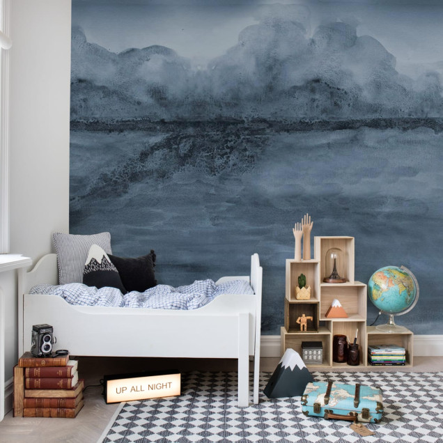 Tapet Crystal Waters, Blue, cu design abstract în nuanțe de albastru