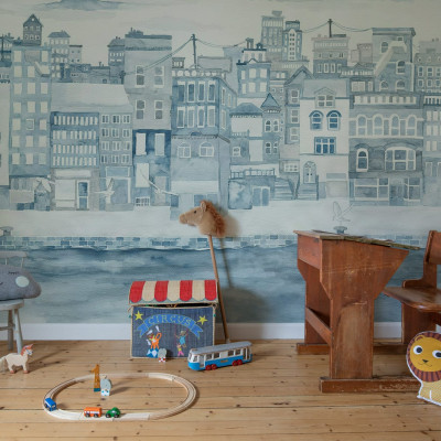 Harbour, Blue tapet cu design minimalist de oras.