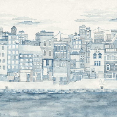 Harbour, Blue tapet cu design minimalist de oras.