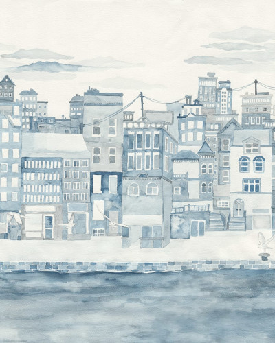 Harbour, Blue tapet cu design minimalist de oras.