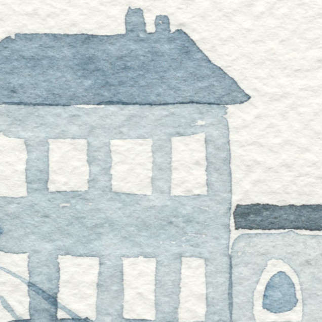 Harbour, Blue tapet cu design minimalist de oras.