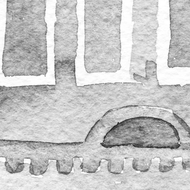 Wallpaper monocrom cu imagine a unui oraș portuar, Harbour, Gray
