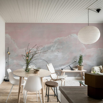 Tapet cu nori roz, Up in the Clouds, decor living