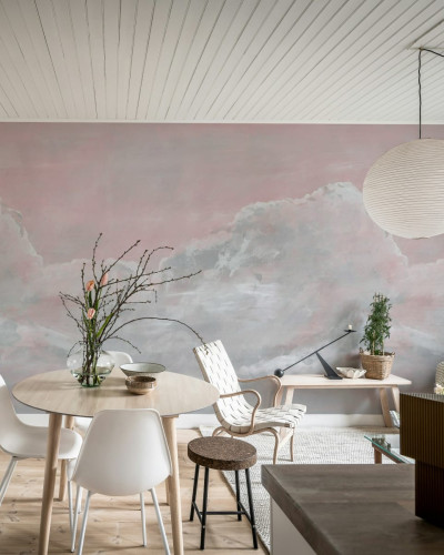 Tapet cu nori roz, Up in the Clouds, decor living
