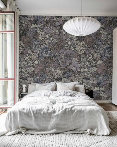 Tapet Floral Garden, Lilac - Un design floral impresionant cu nuanțe delicate de liliac