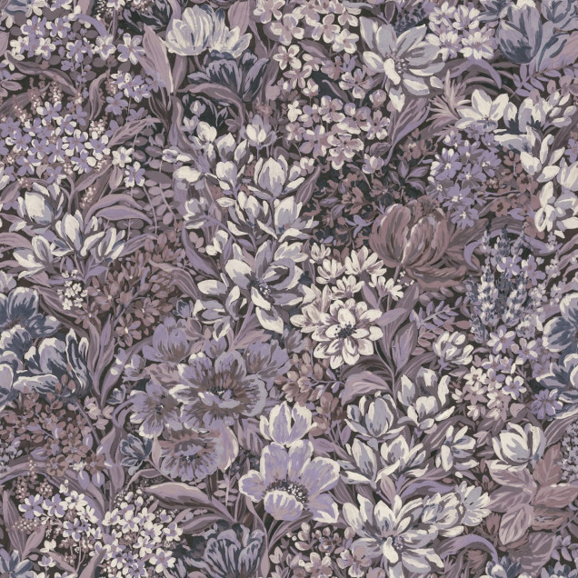 Tapet Floral Garden, Lilac - Un design floral impresionant cu nuanțe delicate de liliac
