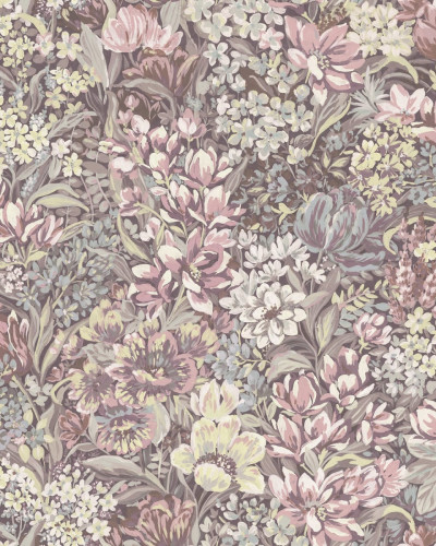 Tapet floral roz cu flori colorate, Floral Garden