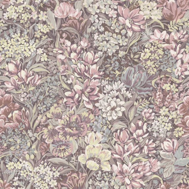 Tapet floral roz cu flori colorate, Floral Garden