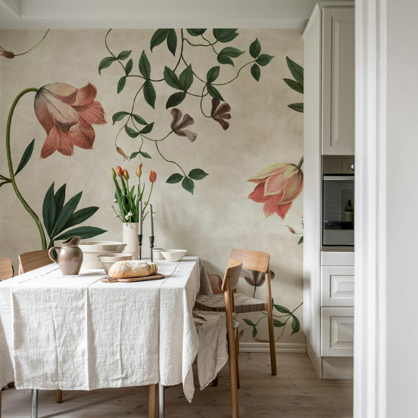 Tapet cu flori pastelate, Romantic Garden