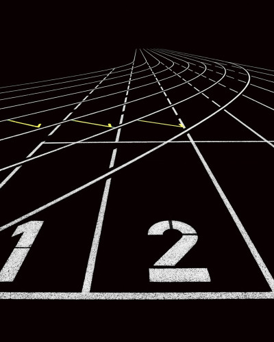 Tapet de perete Running - O pistă de curse cu numerele 1, 2 și 3.