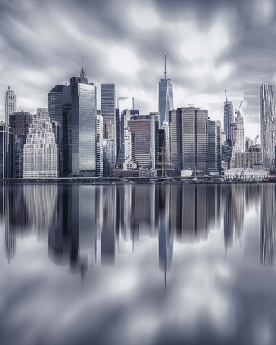 Tapet cu orizontul din New York în albastru-gri