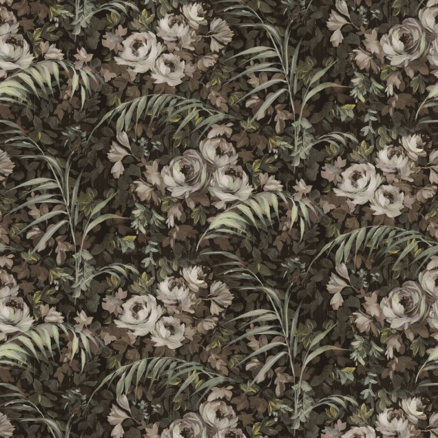 Tapet floral Dazzling Foliage, Sand, cu flori delicate si fundal texturat, in dormitor