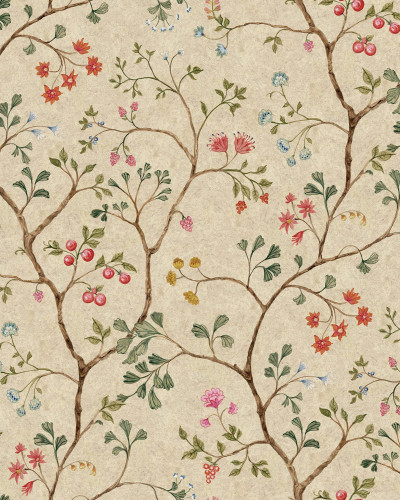 Tapet Song Tree, Sand, cu un design floral delicat, perfect pentru a aduce un strop de eleganță și natură în casa ta.
