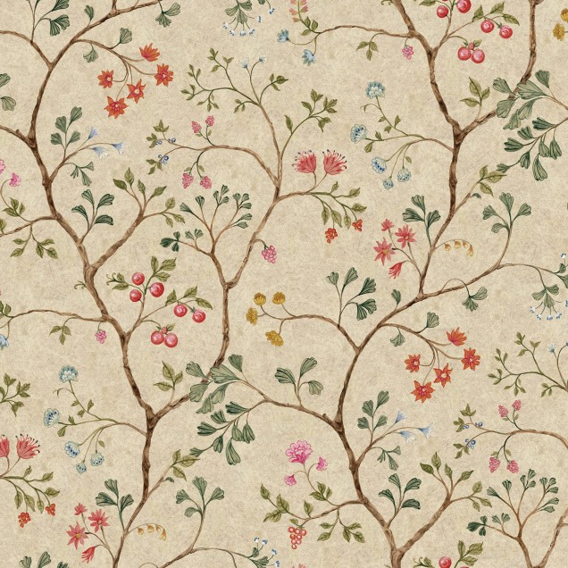 Tapet Song Tree, Sand, cu un design floral delicat, perfect pentru a aduce un strop de eleganță și natură în casa ta.