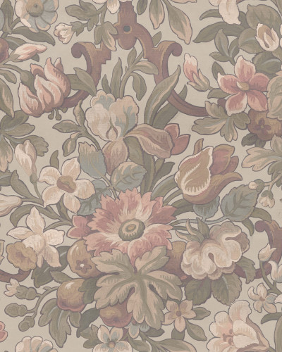 Tapet floral vintage cu flori pastelate