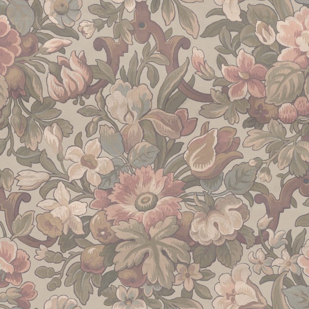Tapet floral vintage cu flori pastelate