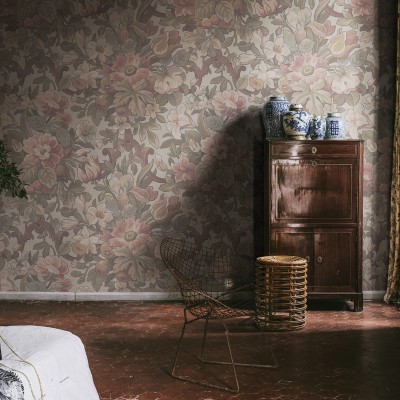 Tapet floral vintage cu flori pastelate