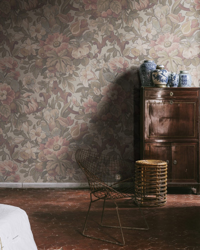 Tapet floral vintage cu flori pastelate