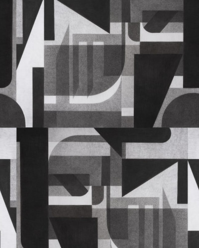 Tapet geometric modern cu un design abstract în nuanțe de gri și negru, Vaasa Graphite