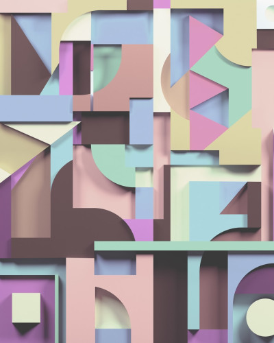 Tapet abstract cu forme geometrice în culori pastelate