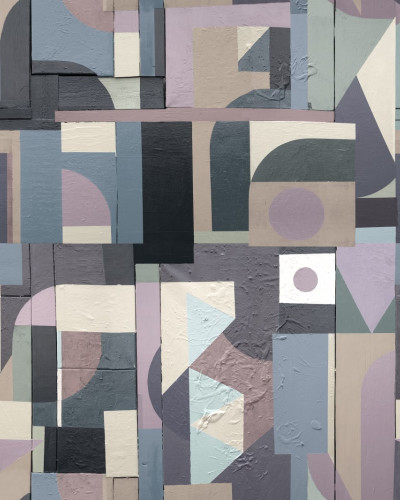 Tapet abstract modern cu forme geometrice pastelate