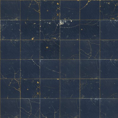 Tapet Kintsugi, albastru inchis, cu linii aurii