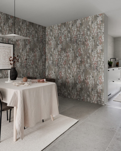 Tapet cu flori Wisteria, Wisteria Linen, în decor modern