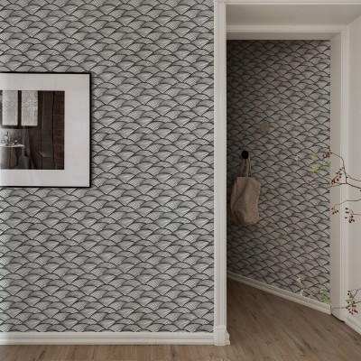 Un interior modern cu tapet Ripple Graphite