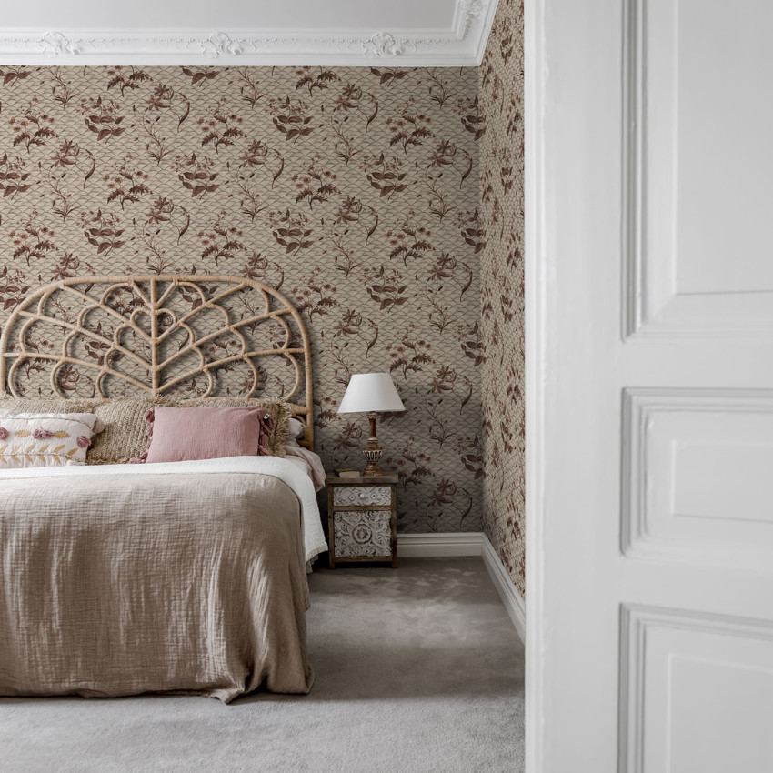Tapet Floral Ripple, cu model floral minimalist în nuanțe de gri antracit. Ideal pentru living, dormitor, birou sau hol.