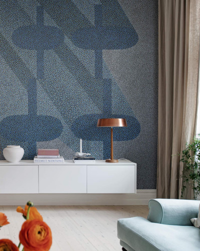 Tapet Birdseye, Blue, cu model abstract albastru cu puncte fine