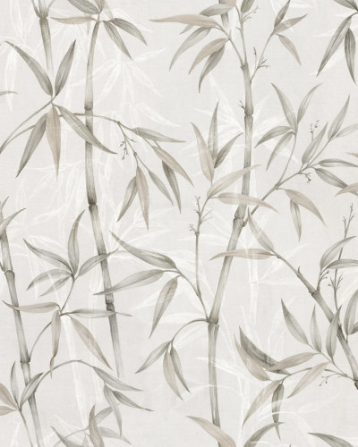 Tapet cu design modern de bambus în nuanțe de gri, Bamboo Garden, Pearl.
