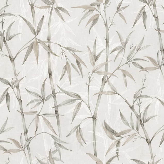 Tapet cu design modern de bambus în nuanțe de gri, Bamboo Garden, Pearl.